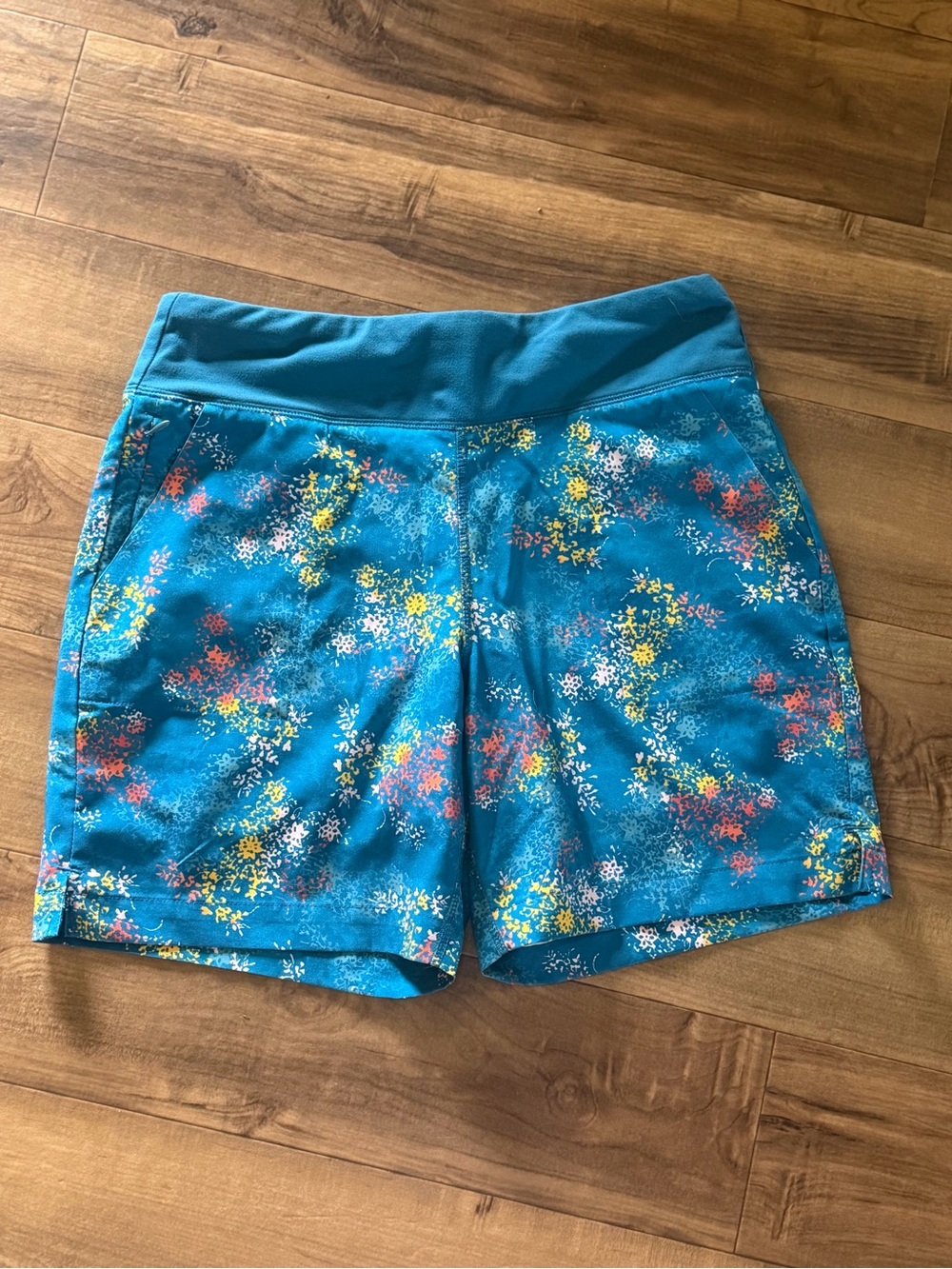 Lands' End Floral Athletic Shorts with built in spandex brief underwear XS 2-4